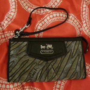 Black Zebra Coach Wristlet